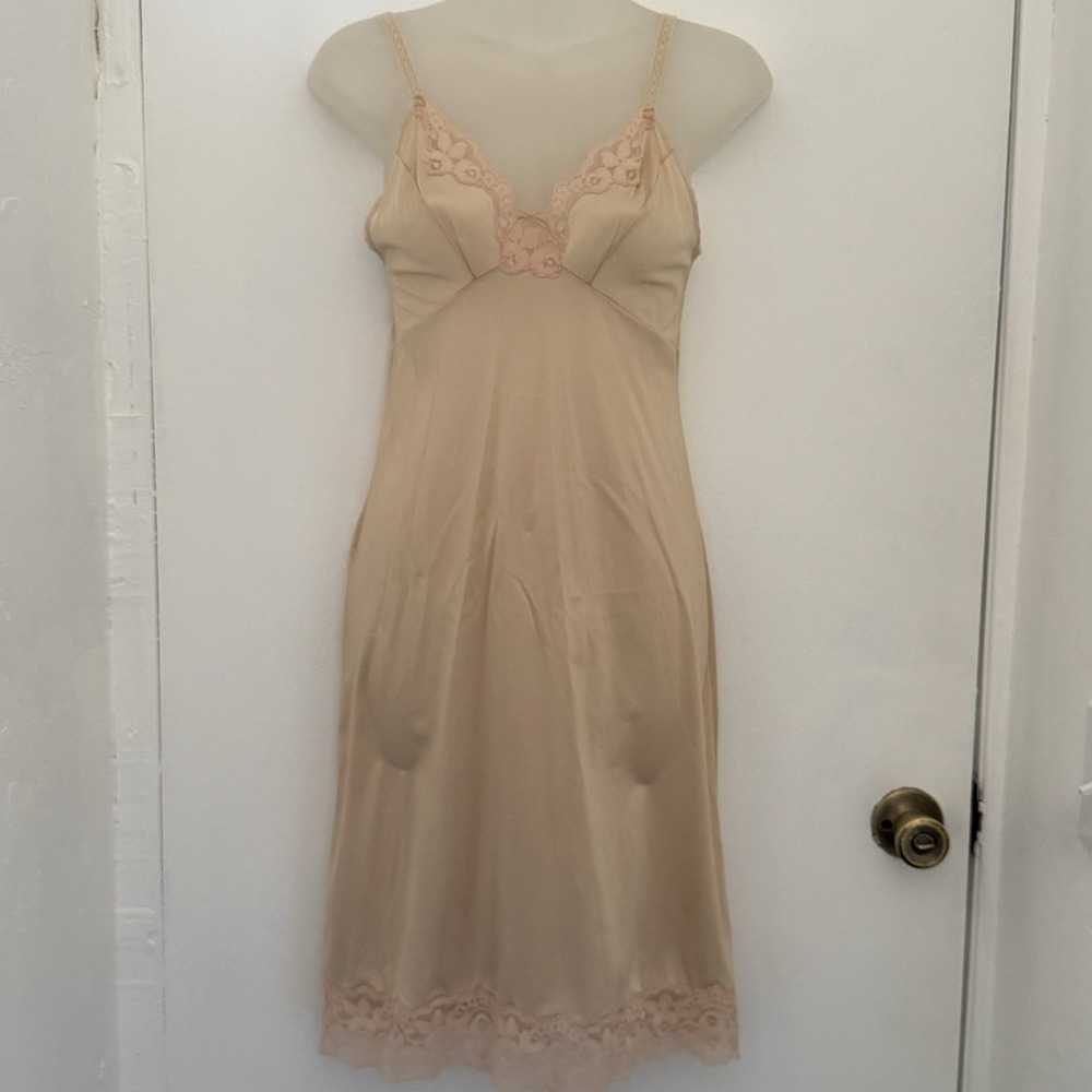 KAYSER Babydoll Womens 32 Beige Full Slip Lace Trim Sexi Grunge Fairy VTG Retro